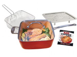 BulbHead Red Copper 9.5-Inch Square Dance Frying Pan NEW 